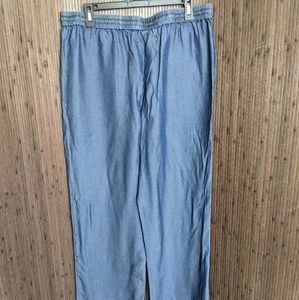 Coldwater Creek Dark Chambray Elastic waistband Drawstring Pants Medium